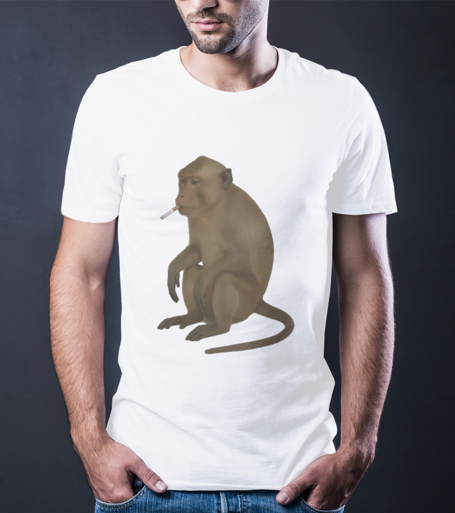 Crazy Monkey Smoking Cigarette Mood T-Shirt