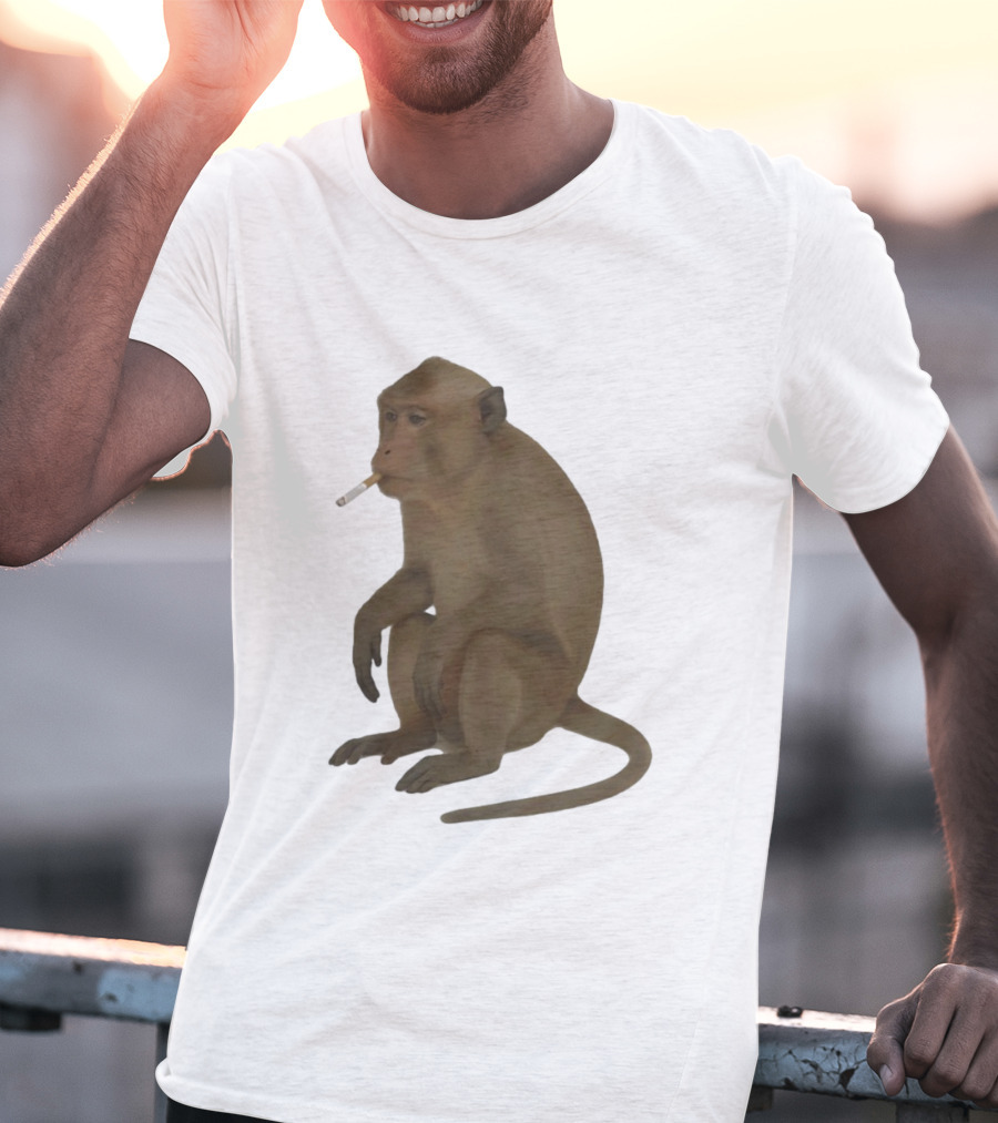 Crazy Monkey Smoking Cigarette Mood T-Shirt