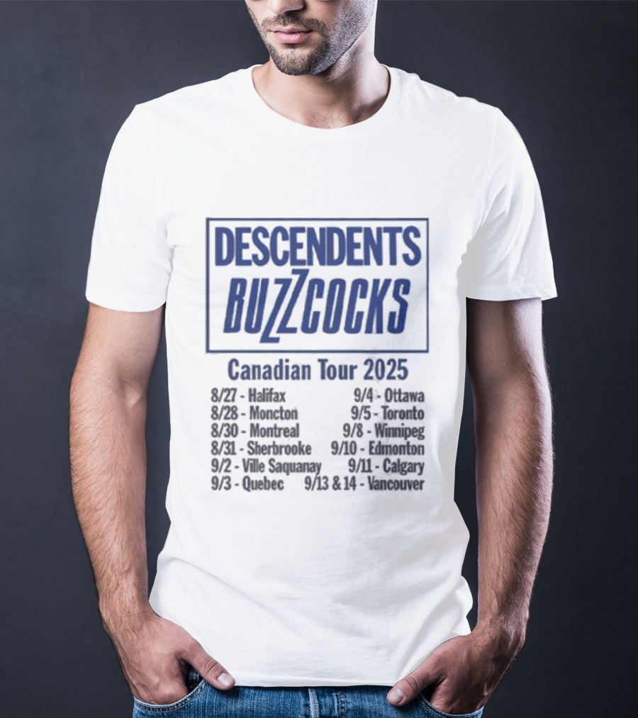 Descendents Buzzcocks Canadian Tour 2025 Halifax To Vancouver Concert Dates T-Shirt