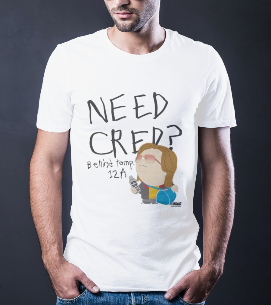 South Park Need Cred Behind Temp 12A Character Holding Microphone T-Shirt