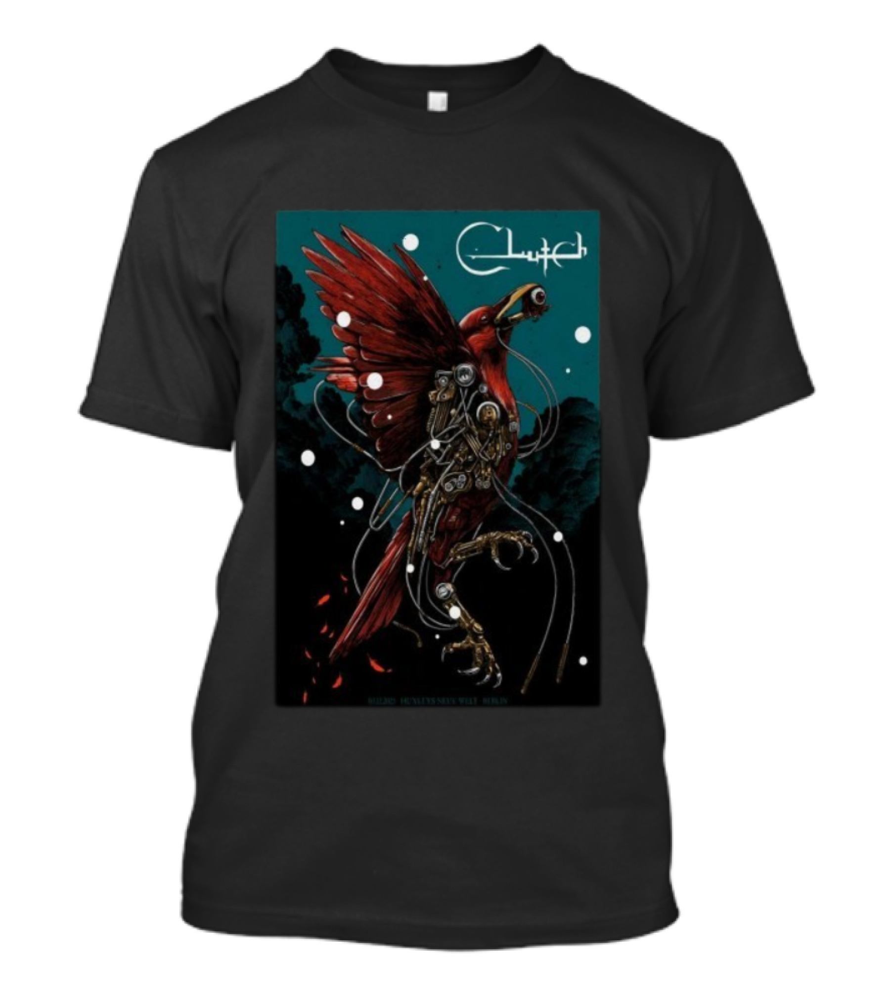 Clutch Huxleys Neue Welt Berlin Germany Dec 3 2025 Cybernetic Bird Design T-Shirt