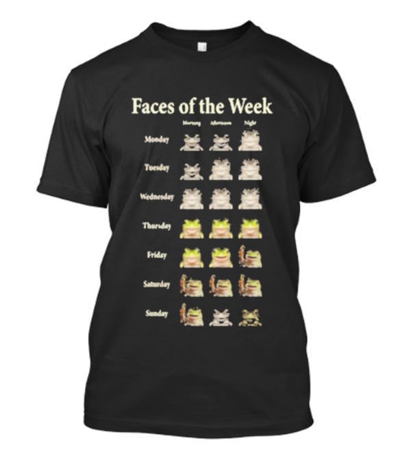 Faces Of The Week Funny Frog Memes Monday To Sunday T-Shirt