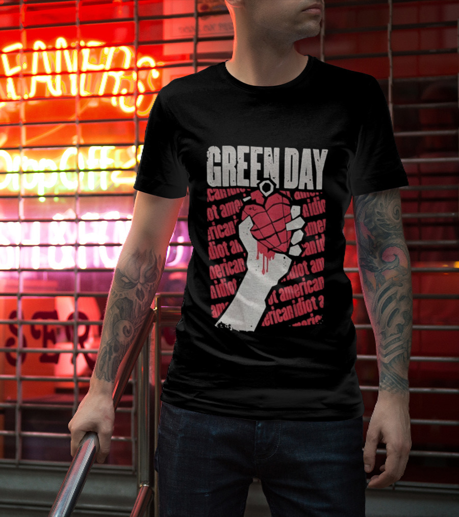 Green Day American Idiot Heart Hand Grenade T-Shirt