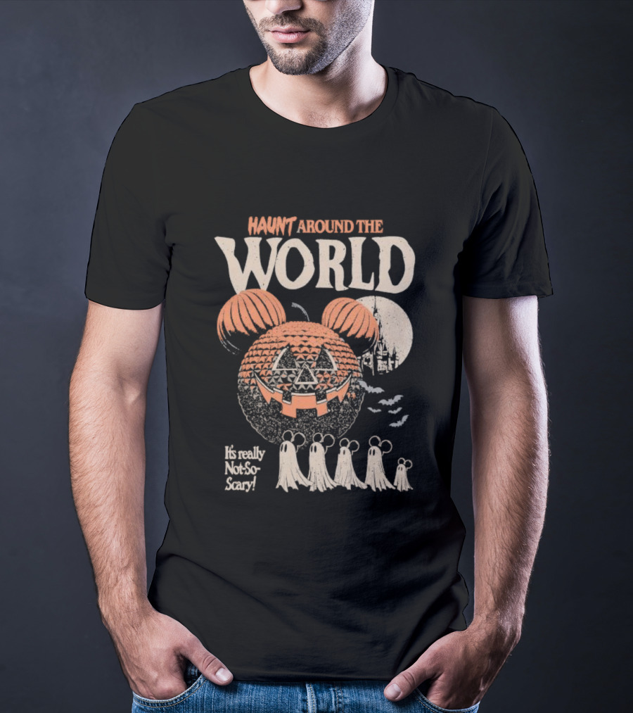 Mickey Inspired Pumpkin Ghosts Happy Haunt Around The World Halloween T-Shirt