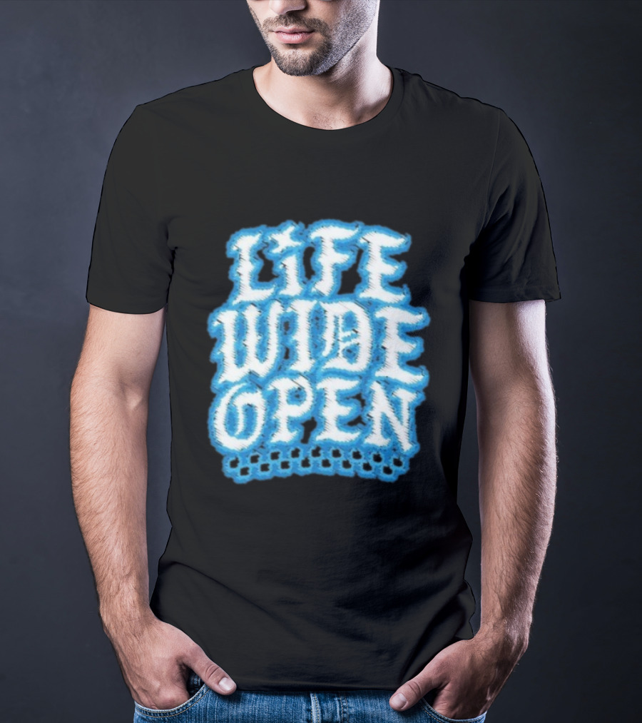 Life Wide Open Chrome Thread Cboystv Bold Blue Distressed Look T-Shirt