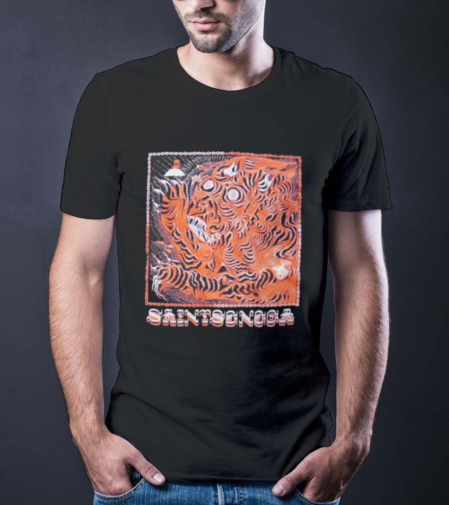 Saintseneca Dream Tiger Psychedelic Orange Tiger With Castle T-Shirt