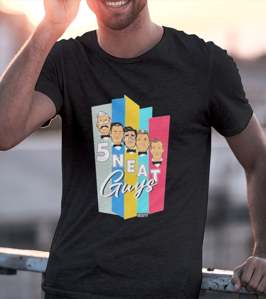 SCTV 5 Neat Guys Bow Tie Graphic Comedy Series T-Shirt