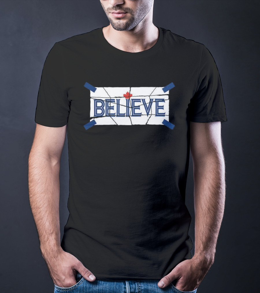 Toronto Blue Jays Believe Maple Leaf Tape T-Shirt