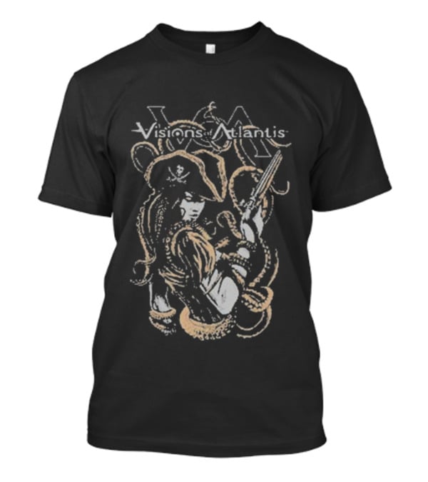 Visions Of Atlantis Full Metal Pirates Skull Captain And Trident T-Shirt