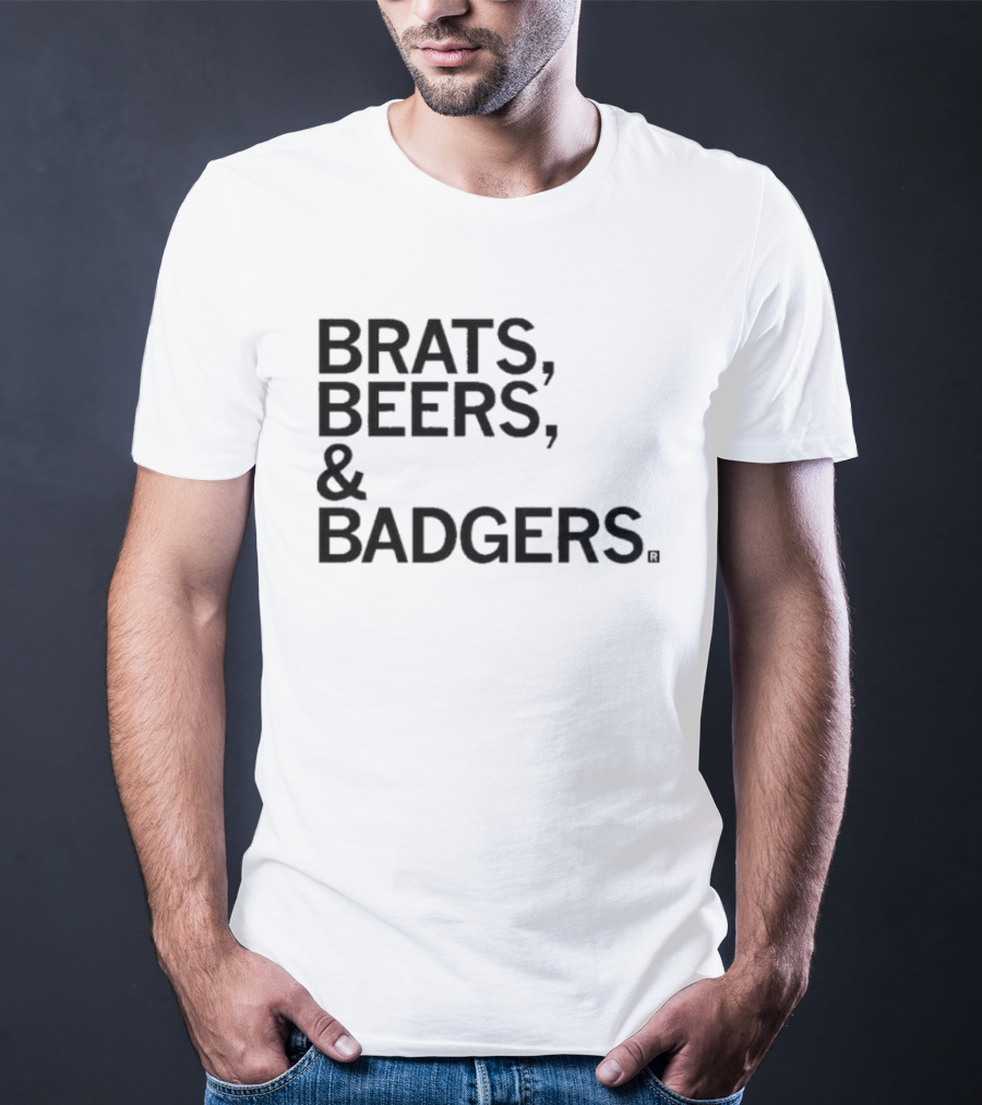 Brats Beers And Badgers Wisconsin Tailgate Fun T-Shirt
