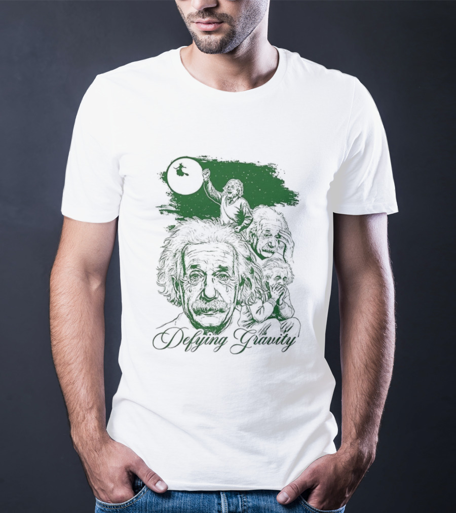 Defying Gravity Einstein Sketch Face With Gravity Concept T-Shirt
