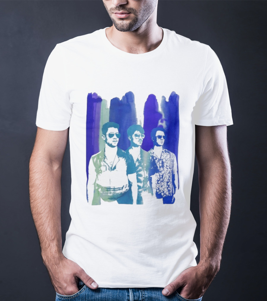 Jonas Brothers Cool Watercolor Style Portrait With Sunglasses T-Shirt