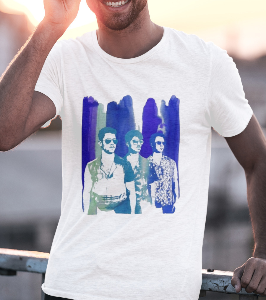 Jonas Brothers Cool Watercolor Style Portrait With Sunglasses T-Shirt