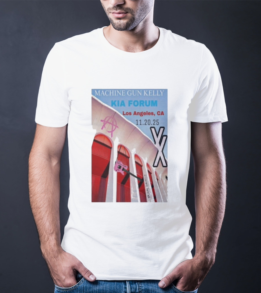 Machine Gun Kelly Kia Forum Los Angeles 11.20.25 Pink Guitar XX T-Shirt