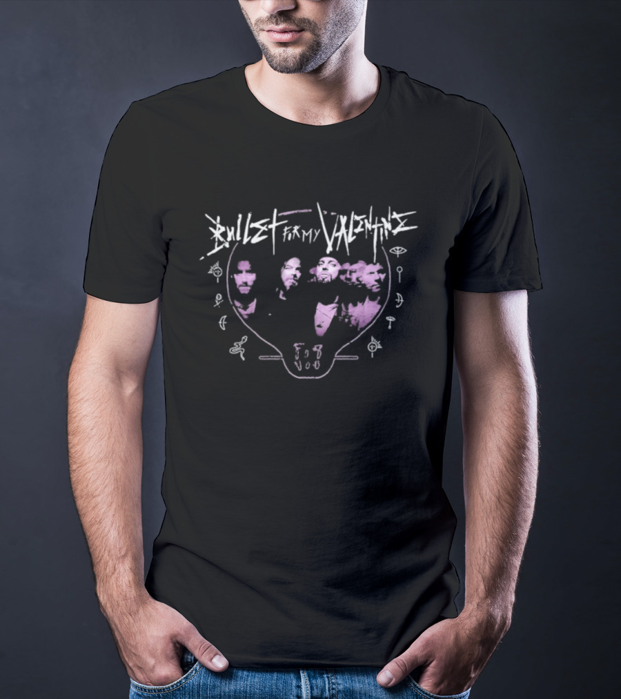 Bullet For My Valentine Heart Wings 13 Pink Design T-Shirt