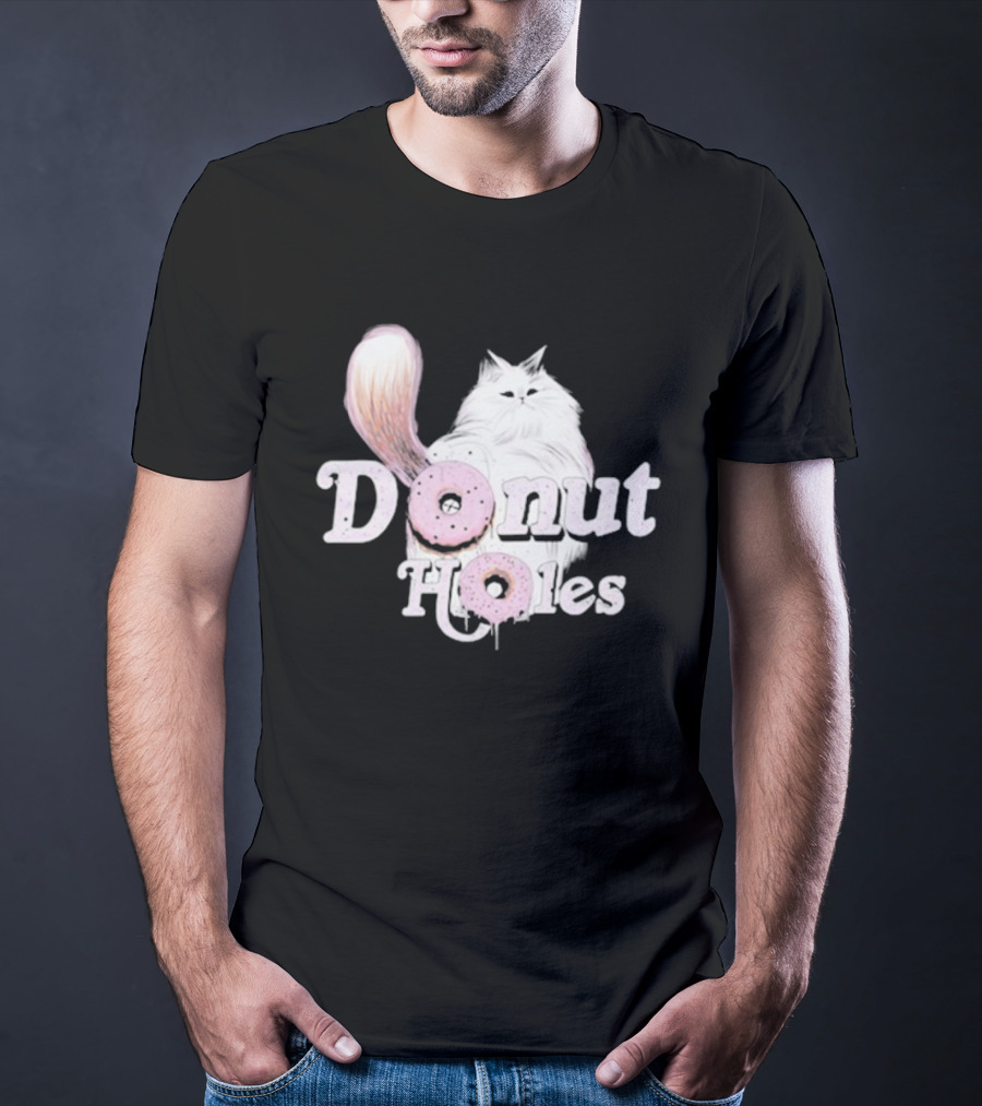 Donut Holes Cat Funny Cute Kitten With Pink Donuts T-Shirt
