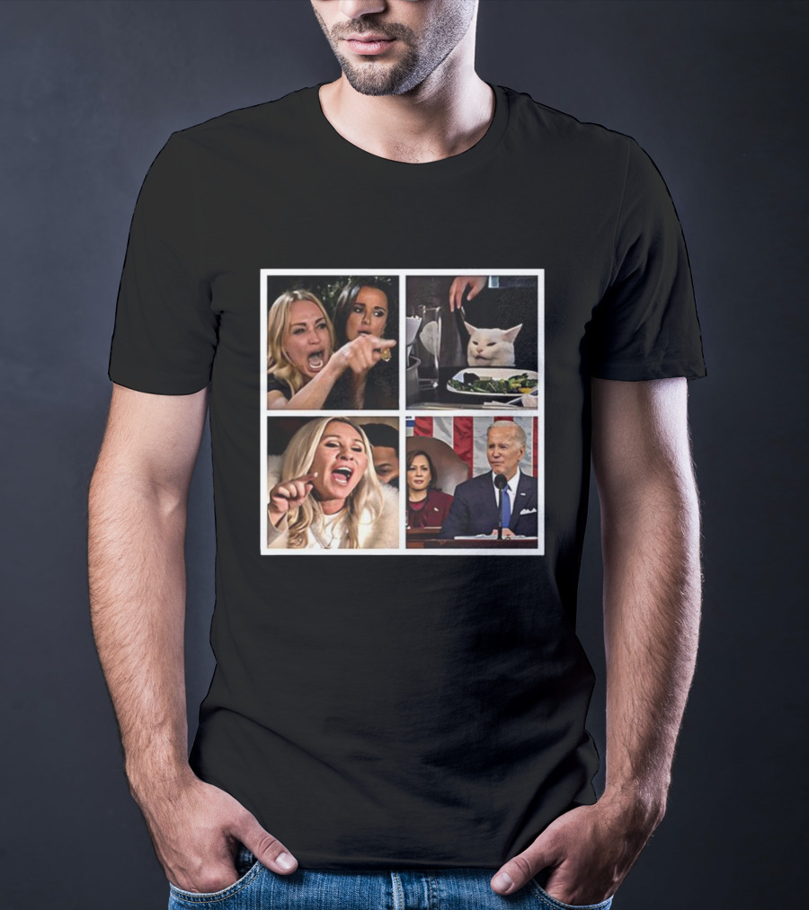 Marjorie Taylor Greene Yelling Biden Meme Smudge Cat Reacts Biden Speech T-Shirt