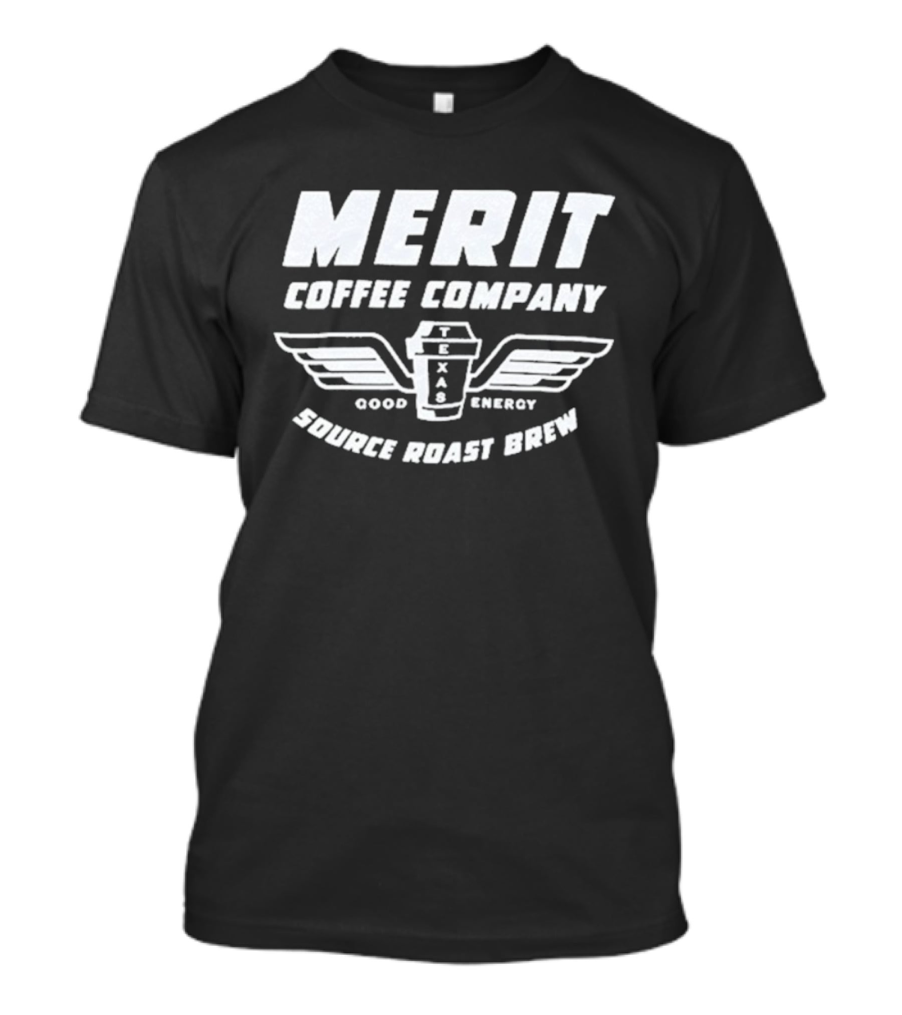 Merit Coffee Company Source Roast Brew Good Energy Winged Cup T-Shirt