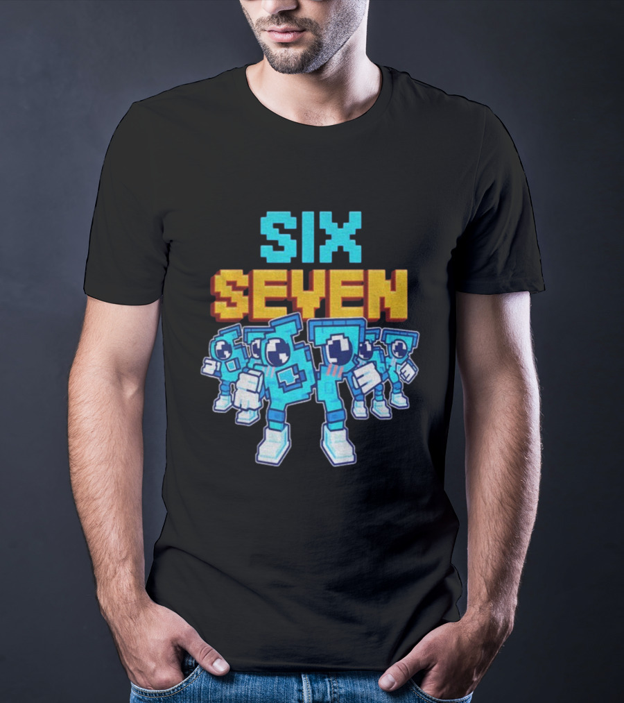 Steal A Brainrot Six Seven Italian Brainrot 67 Meme Gen Alpha Retro Pixel Art Characters T-Shirt