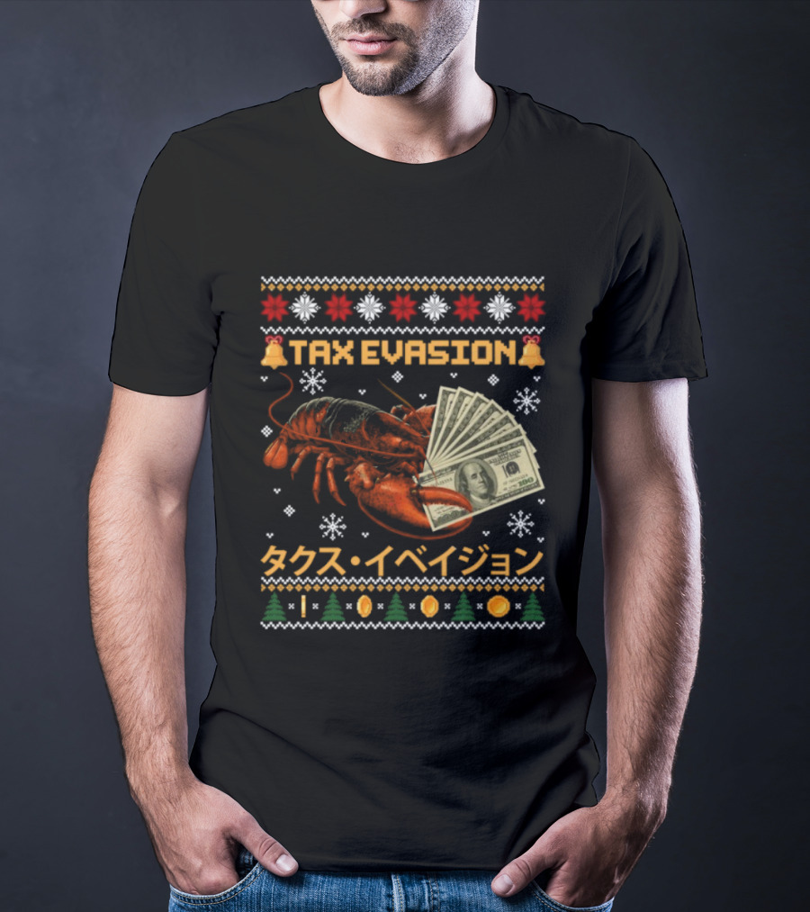 Tax Evasion Lobster Christmas Money Snowflakes T-Shirt