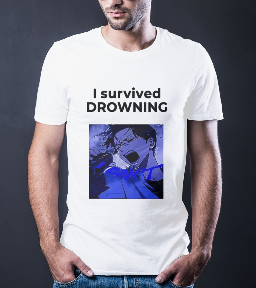I Survived Drowning Akamu Na Ko Anime Character Blue Art T-Shirt