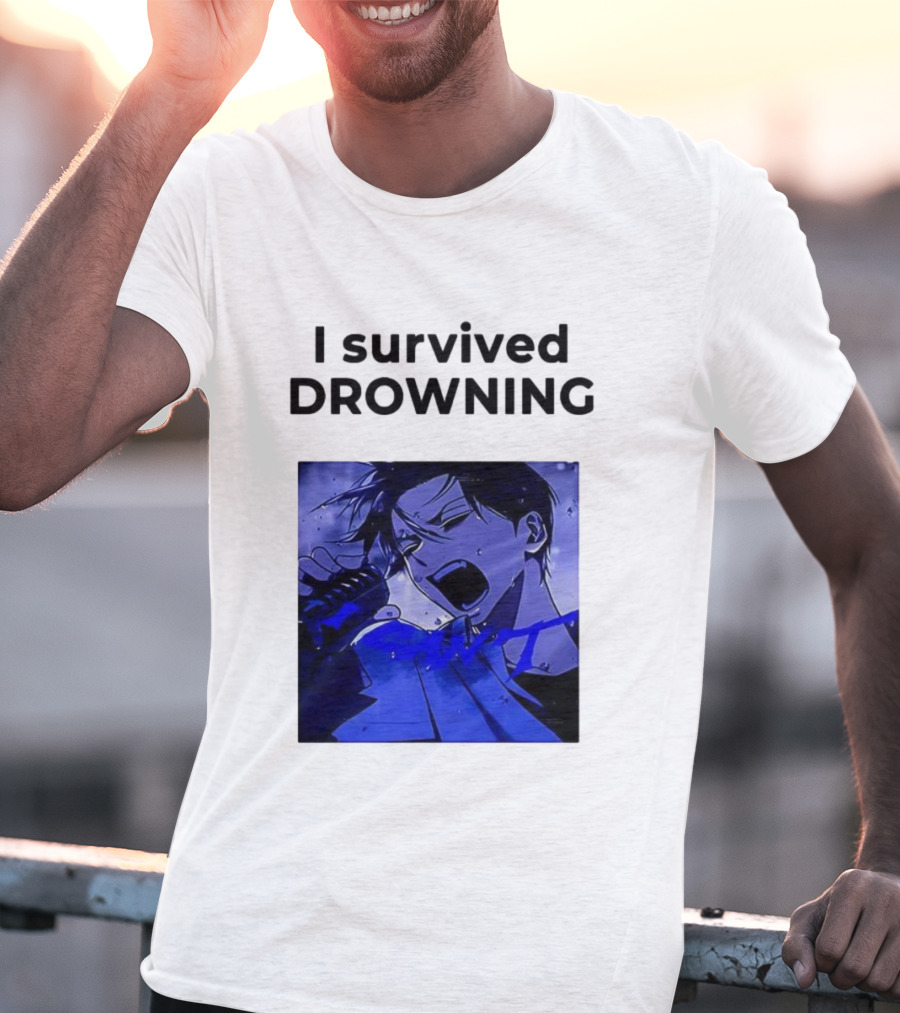 I Survived Drowning Akamu Na Ko Anime Character Blue Art T-Shirt