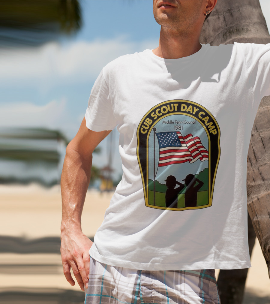 Cub Scout Day Camp Middle Tennessee Council 1981 American Flag T-Shirt