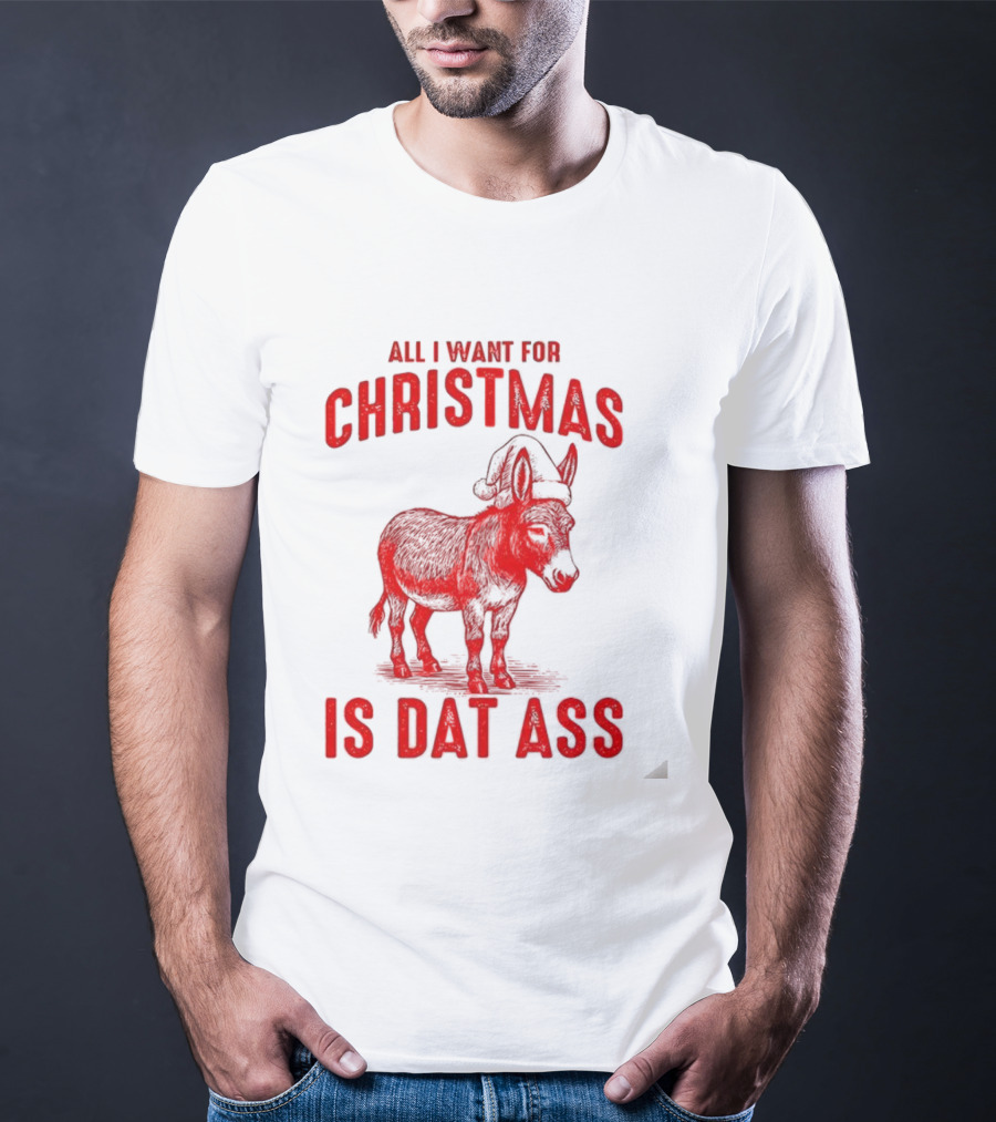 All I Want For Christmas Is Dat Ass Donkey Santa Hat T-Shirt