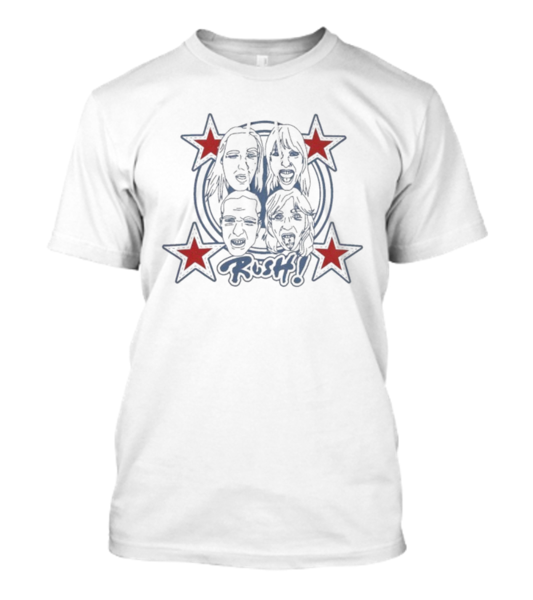 Maneskin Rush Faces Red Stars Bold Expression T-Shirt