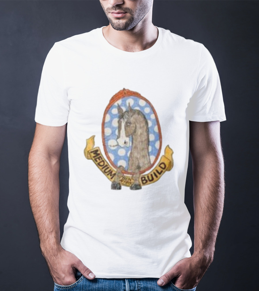 Medium Build Horse With No Shoulders Blue Polka Dot Background T-Shirt