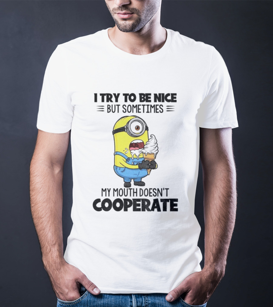 Minion I Try To Be Nice But Sometimes My Mouth Doesn’t Cooperate Christmas Ice Cream T-Shirt