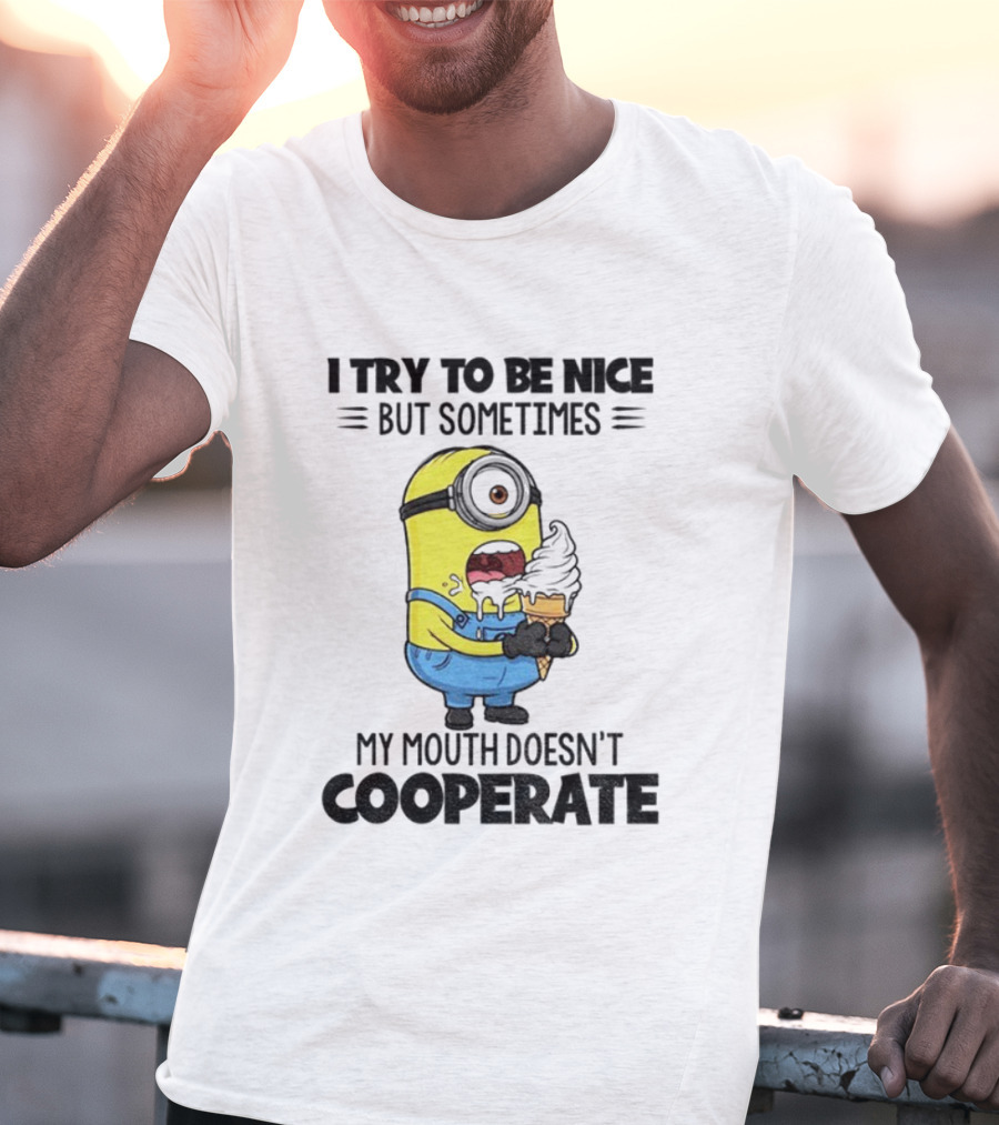Minion I Try To Be Nice But Sometimes My Mouth Doesn’t Cooperate Christmas Ice Cream T-Shirt