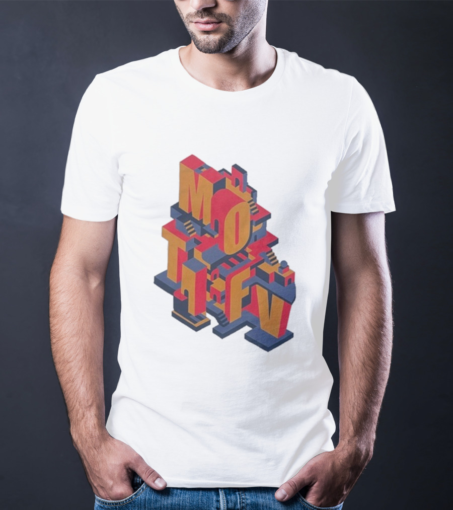 Motifv Penrose Optical Illusion Staircase 3D Typography T-Shirt
