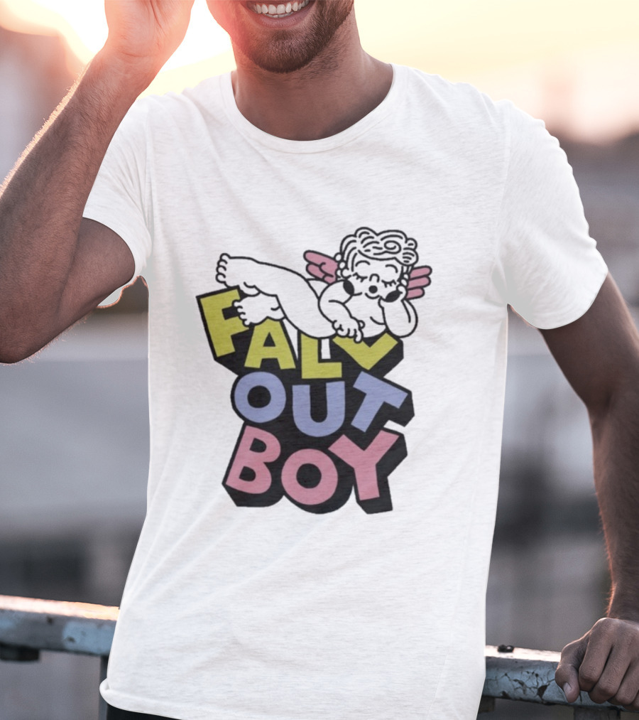 Fall Out Boy Sleepy Angel Iconic Pastel Text T-Shirt