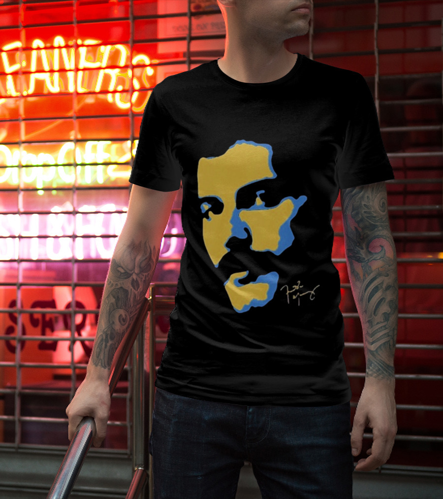 Freddie Mercury Signature Yellow Blue Face Design T-Shirt