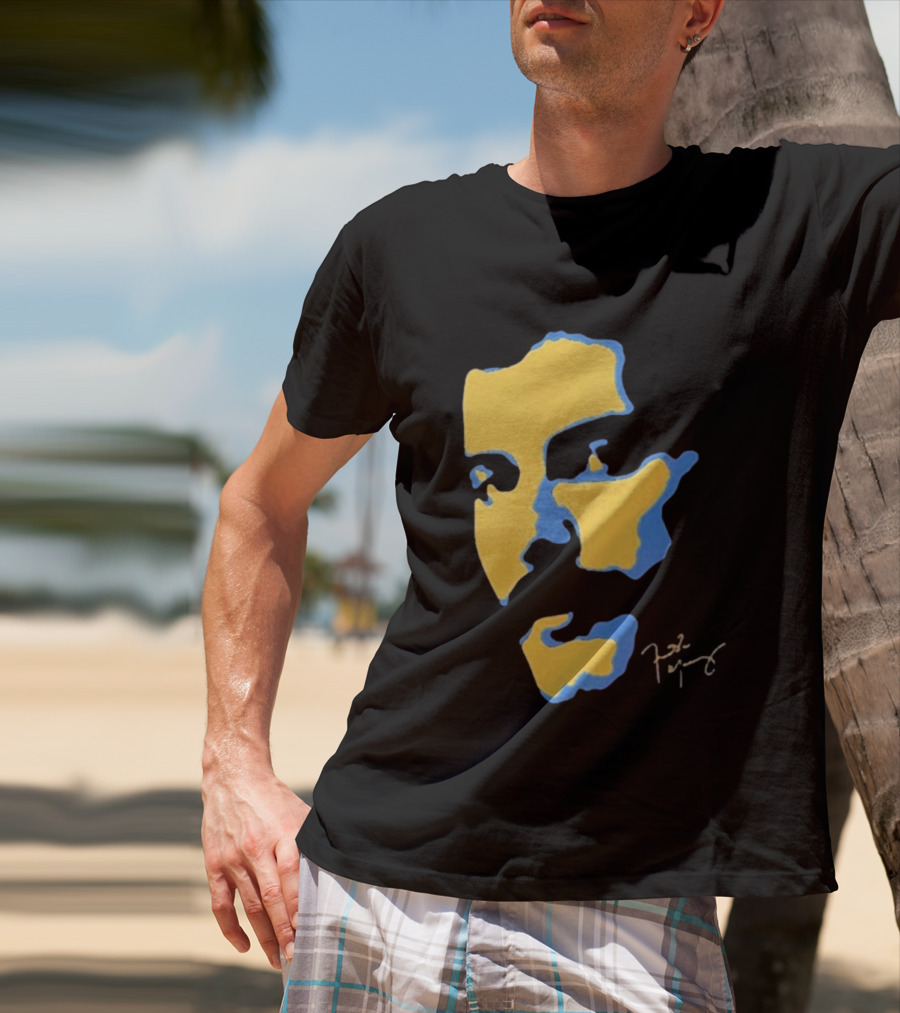 Freddie Mercury Signature Yellow Blue Face Design T-Shirt