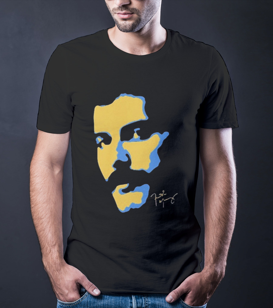 Freddie Mercury Signature Yellow Blue Face Design T-Shirt