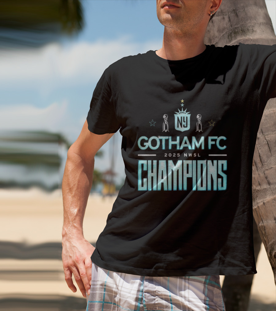 Gotham FC 2025 NWSL Champions Victory Trophy Celebration T-Shirt