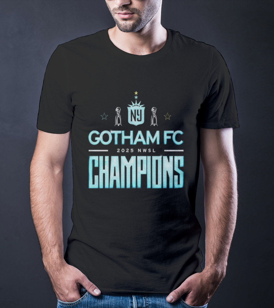 Gotham FC 2025 NWSL Champions Victory Trophy Celebration T-Shirt