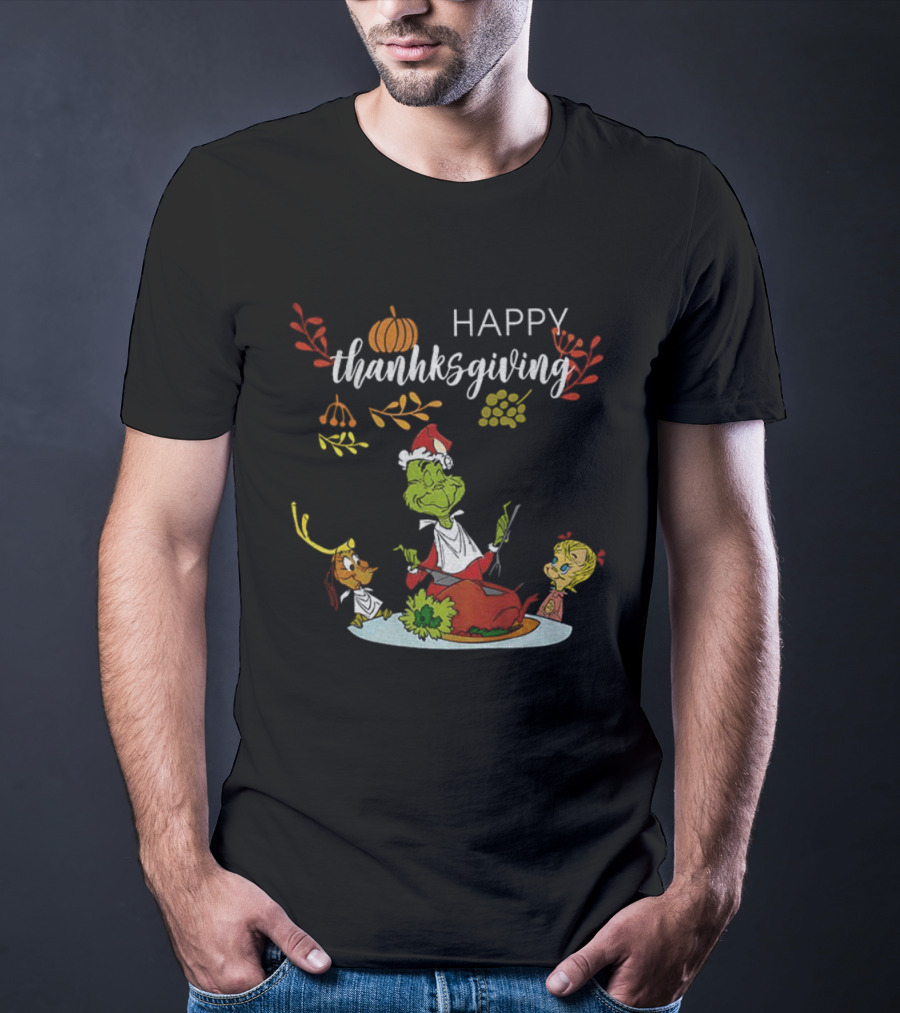 Happy Thanksgiving 2025 Merry Grinchmas Grinch And Max Dog T-Shirt