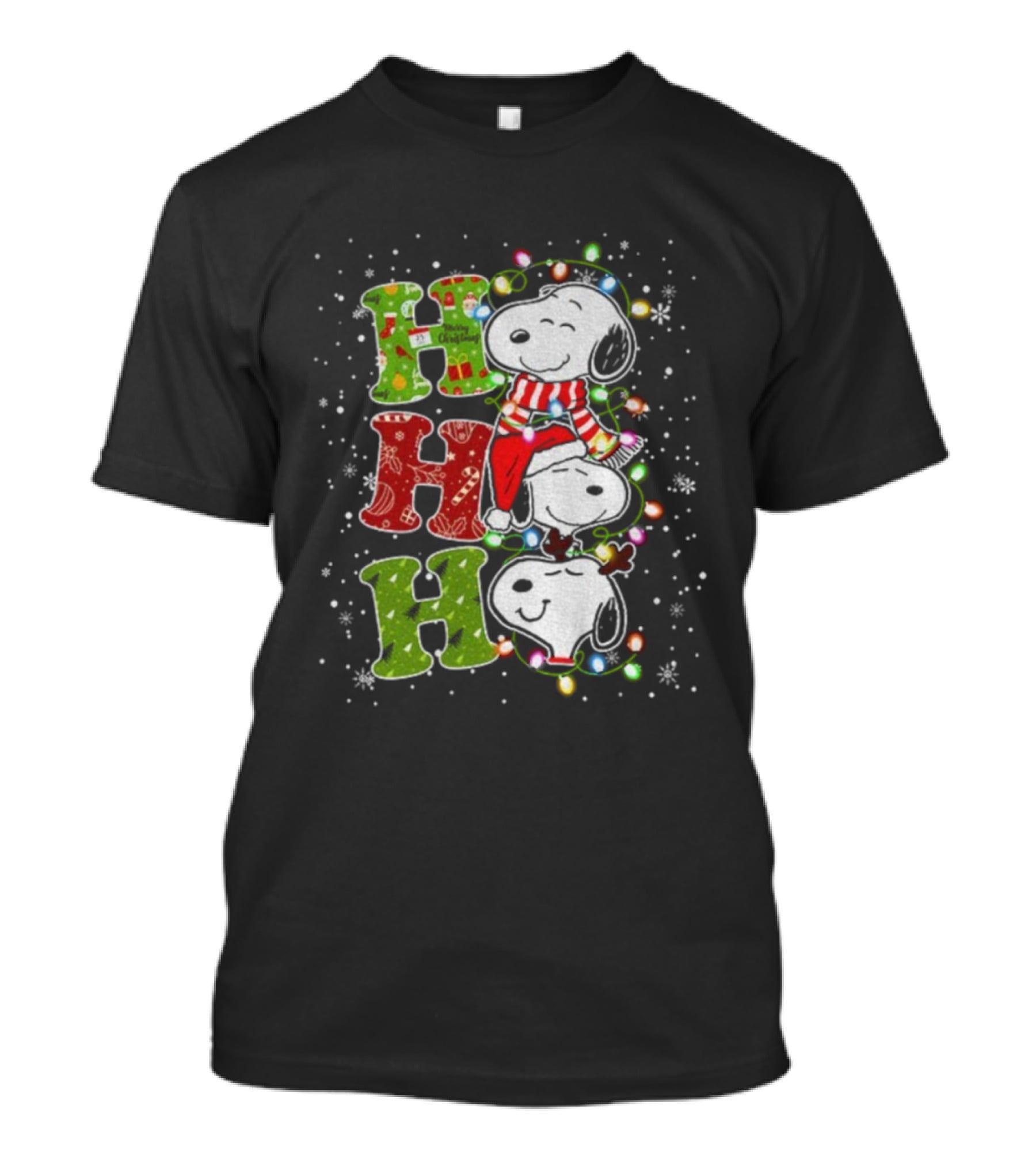 Ho Ho Ho Snoopy Winter Merry Christmas Lights T-Shirt