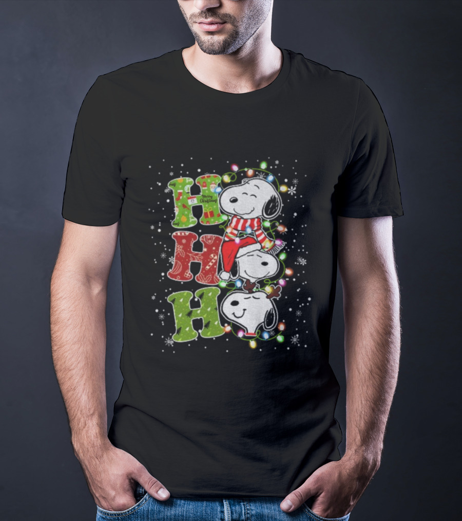 Ho Ho Ho Snoopy Winter Merry Christmas Lights T-Shirt