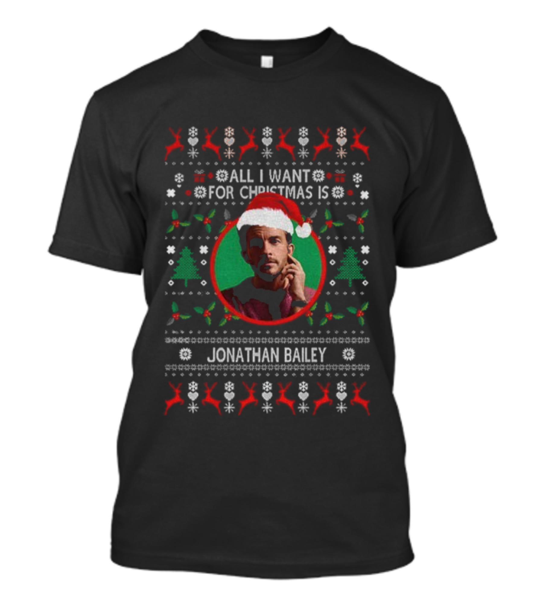 All I Want For Christmas Is Jonathan Bailey Santa Hat Merry Christmas T-Shirt