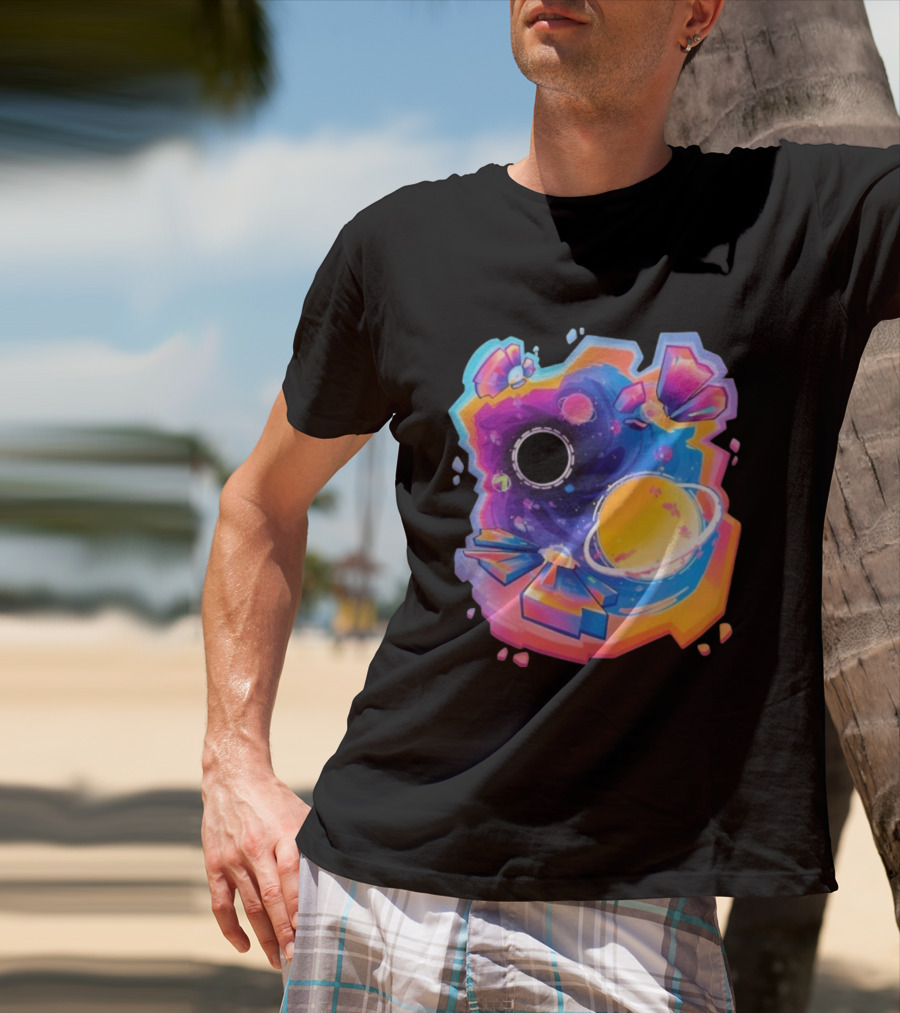 MindCap ORBIT Cosmic Planetary Vortex With Neon Crystals T-Shirt