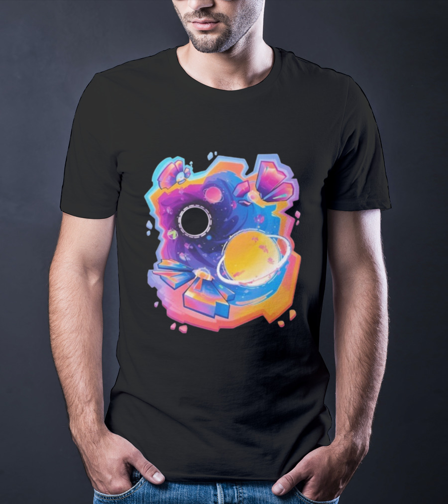 MindCap ORBIT Cosmic Planetary Vortex With Neon Crystals T-Shirt