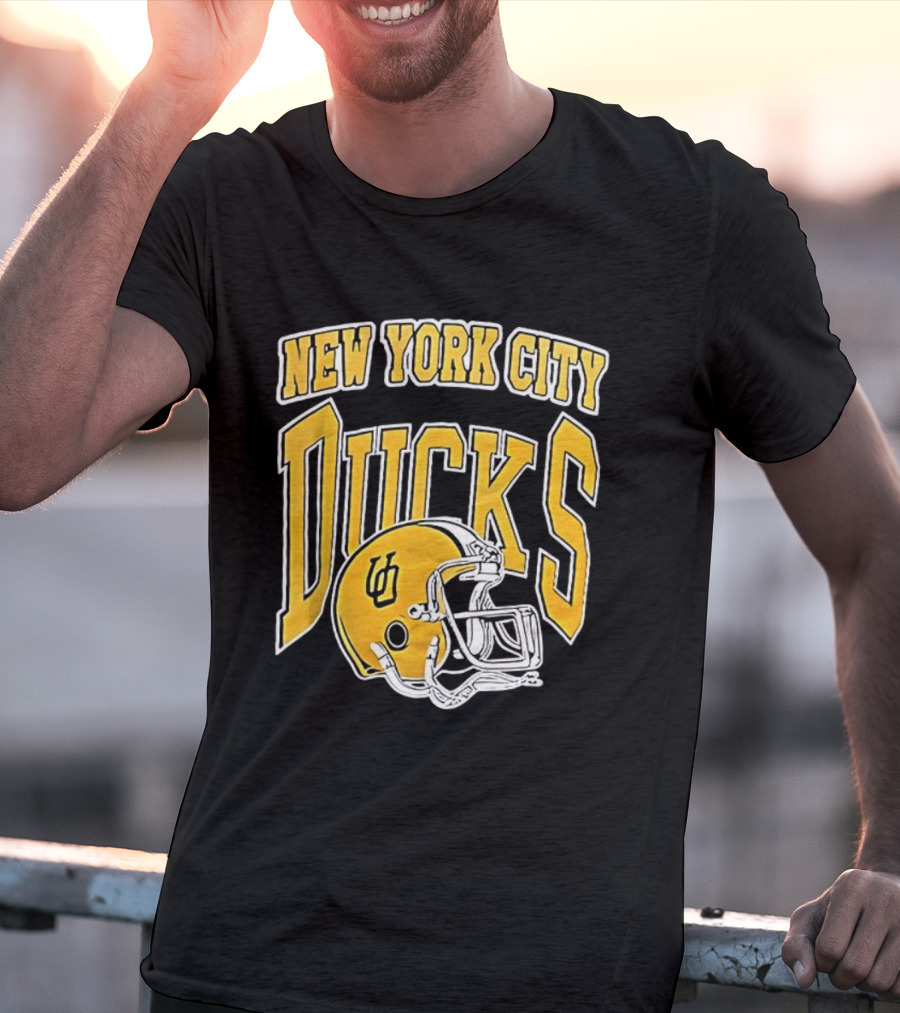 New York City Ducks Football Helmet Graphic T-Shirt