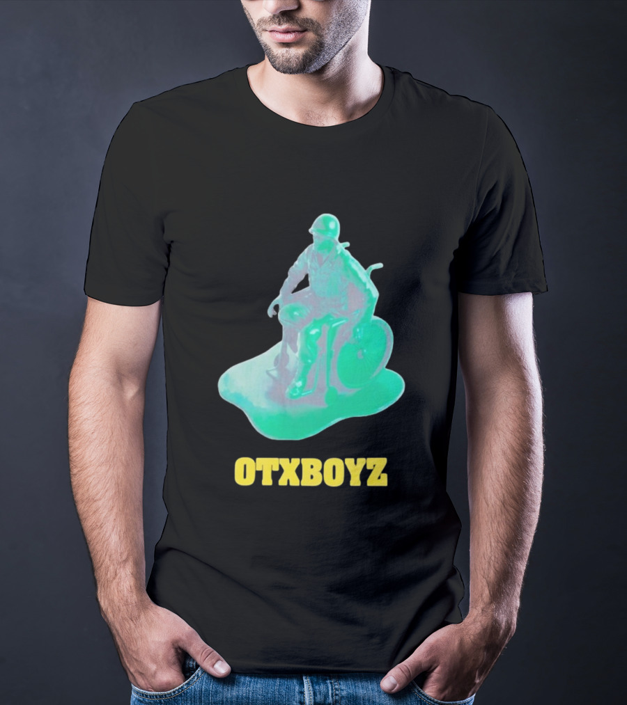 OTXBOYZ Toy Soldier In Wheelchair Vibrant Green Military Imagery T-Shirt
