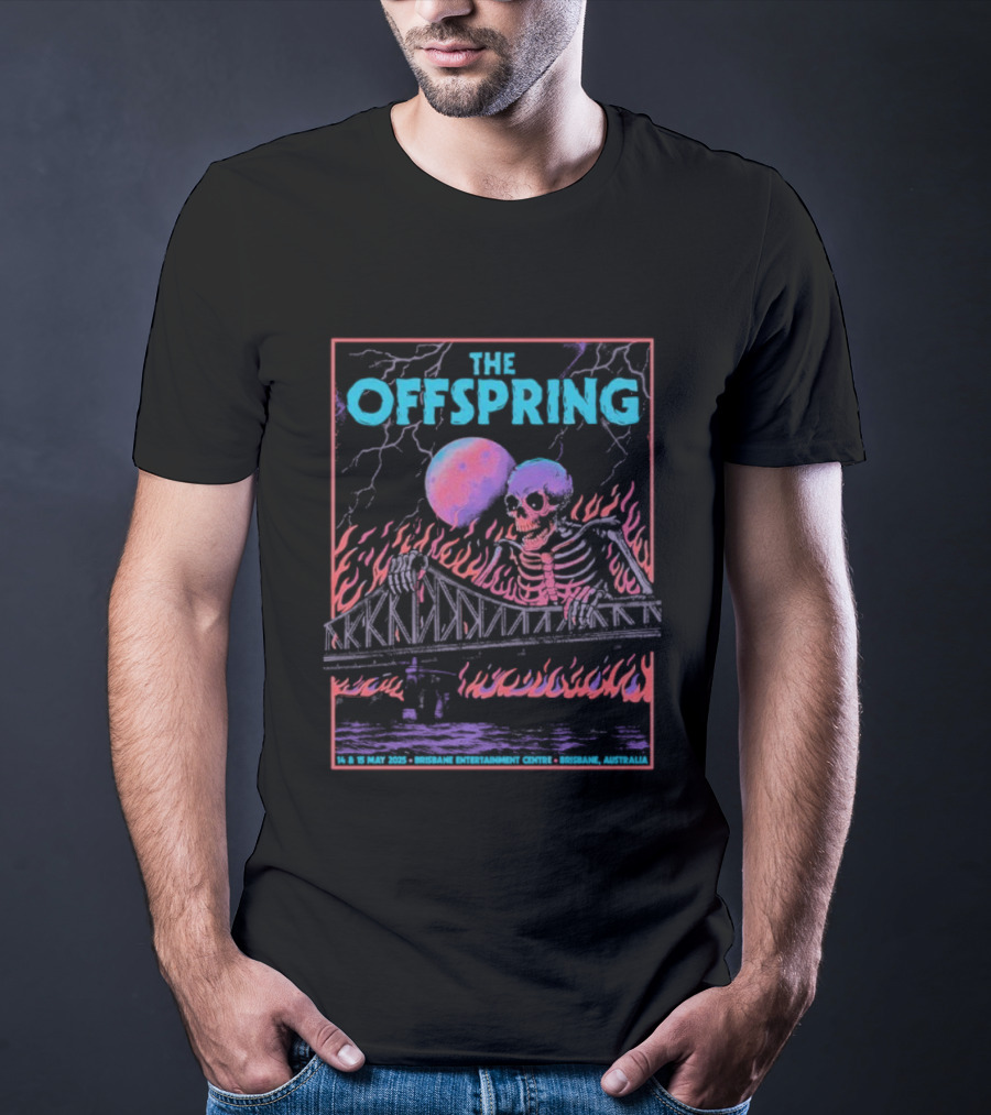 The Offspring Brisbane Australia May 14 15 2025 Skeleton Bridge Lightning Moon T-Shirt