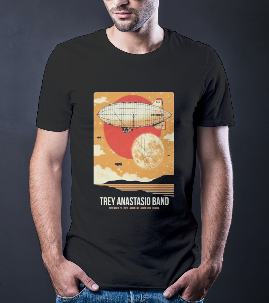 Trey Anastasio Band Akron Civic Theatre Nov 23 2025 Vintage Blimp And Moon Design T-Shirt