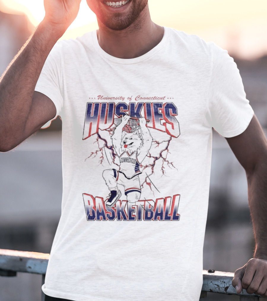 University Of Connecticut Huskies Basketball Electric Mascot T-Shirt